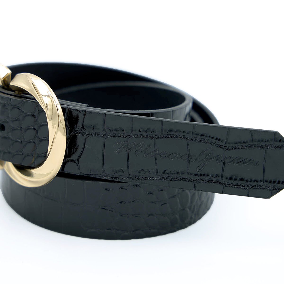 Ceinture motif croco Gianna noir, MISE AU GREEN