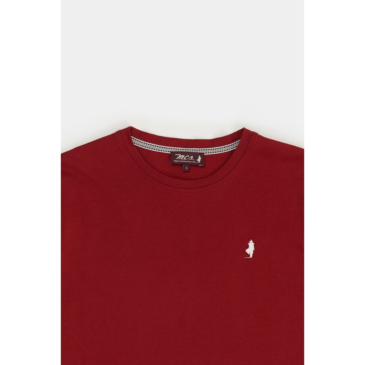 T-shirt manches longues uni col rond rouge, MCS