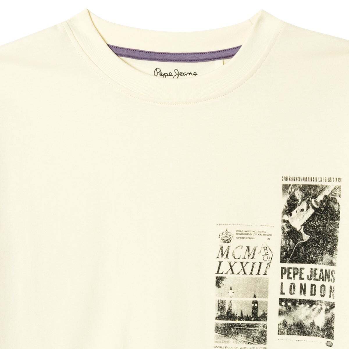 T-Shirt À Coupe Décontractée Avec Imprimé Photographique blanche toile, PEPE JEANS