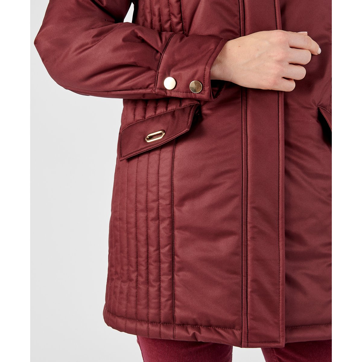 Parka Thermolactyl à piqûres fantaisie rouge bordeaux, DAMART