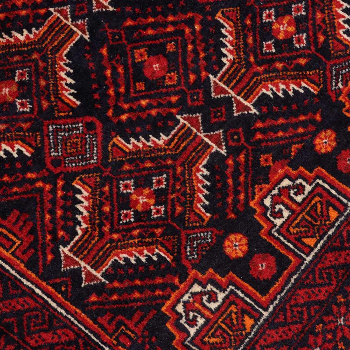 Tapis salon au motif traditionnel, noué à la main, BALUTSCH 8 bordeaux, noir, rouge, UN AMOUR DE TAPIS