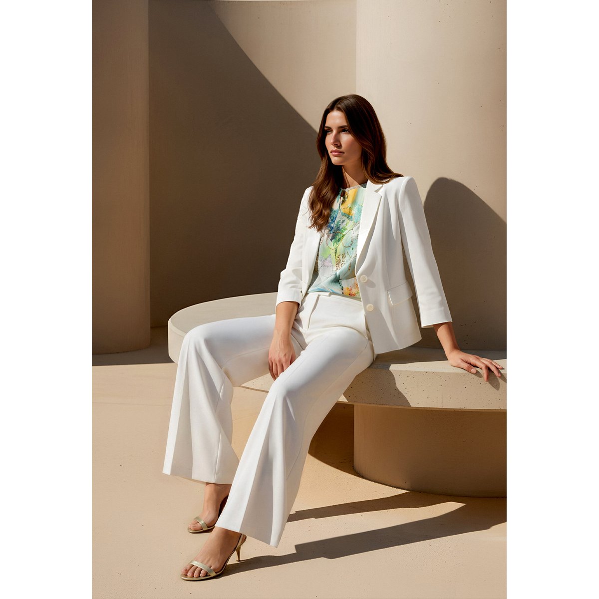 Pantalon business à plis repassés blanc, BETTY BARCLAY