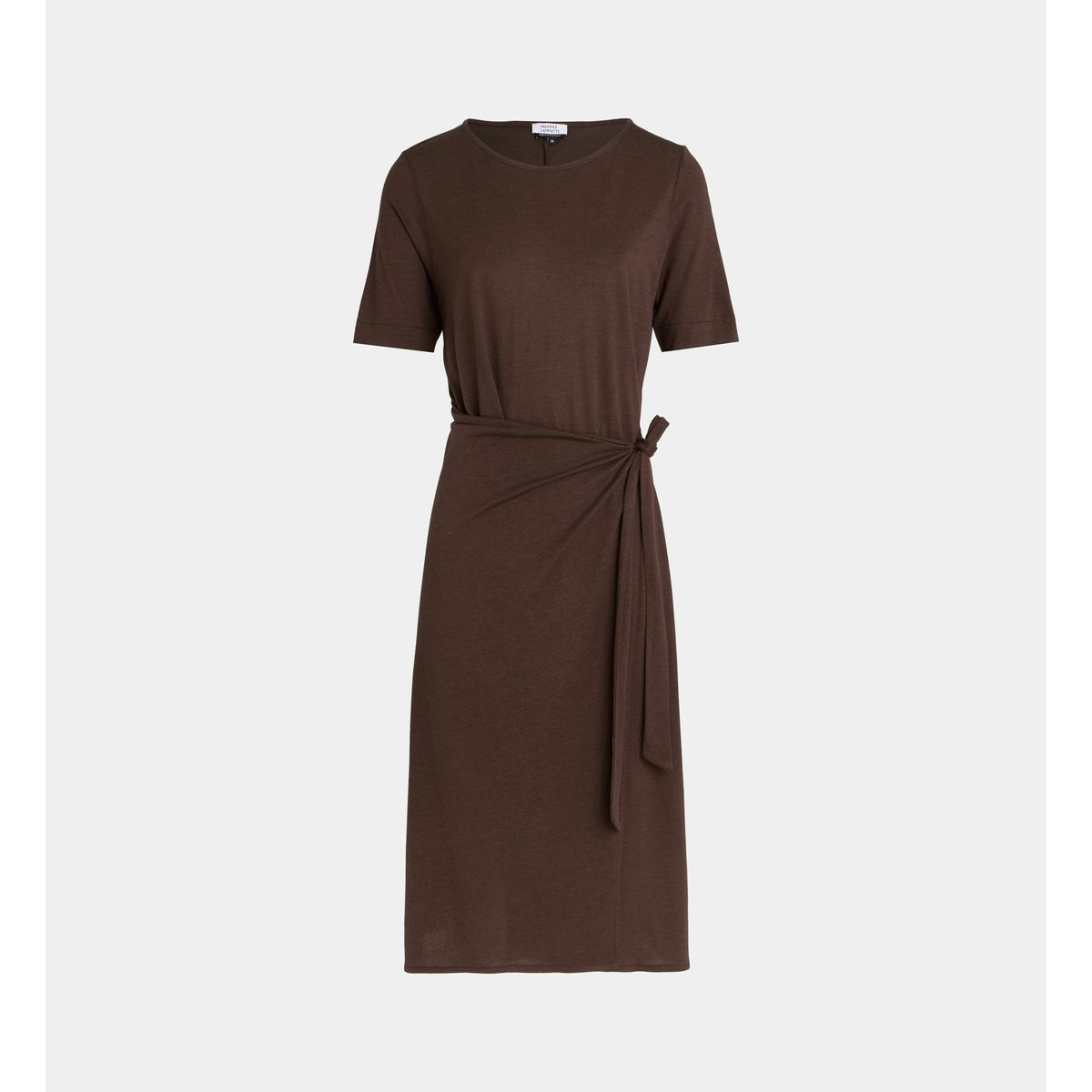 Robe portefeuille midi drapée calypso en jersey marron chocolat, GALERIES LAFAYETTE