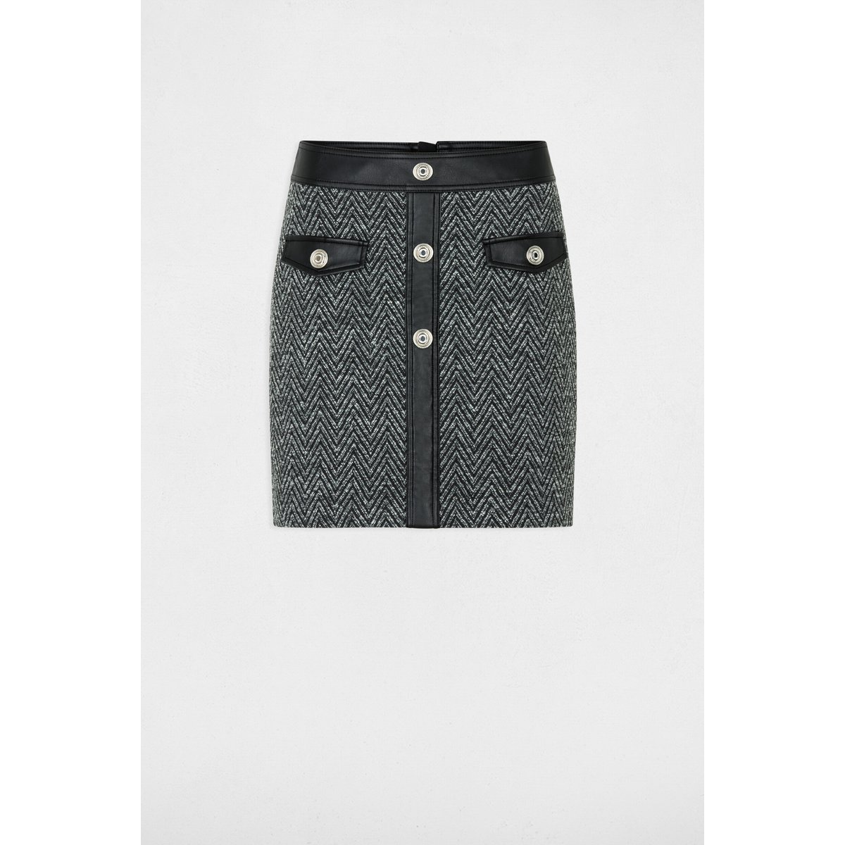 Jupe tweed noir, MORGAN