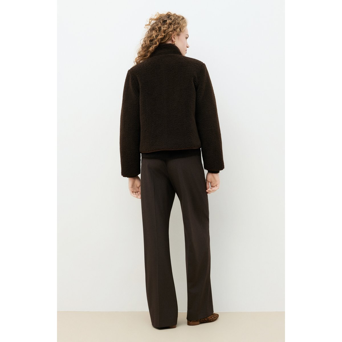 Manteau droit col montant GAMBERTINE marron foncé, CAROLL