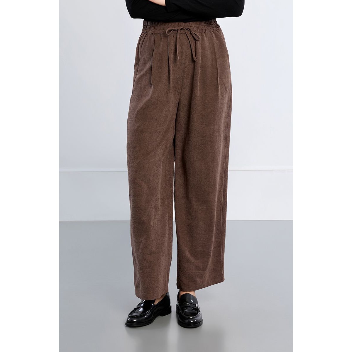 Pantalon large, taille haute chocolate, LILI SIDONIO