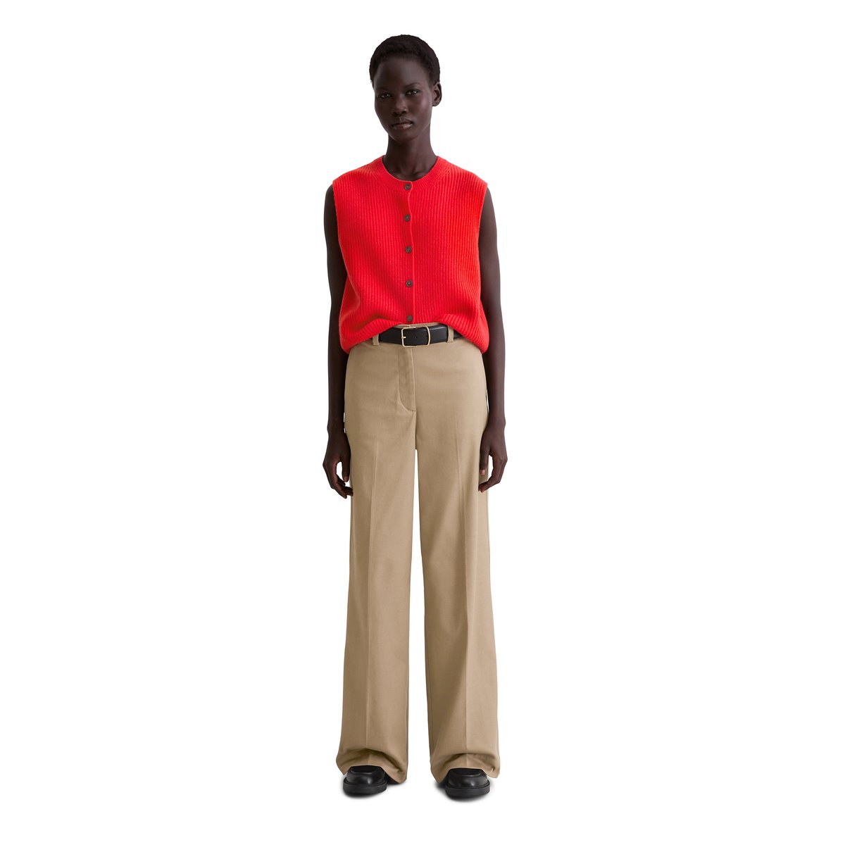 Gilet tricoté sans manches slim en doux mélange de laine mérinos rouge clair, MARC O'POLO
