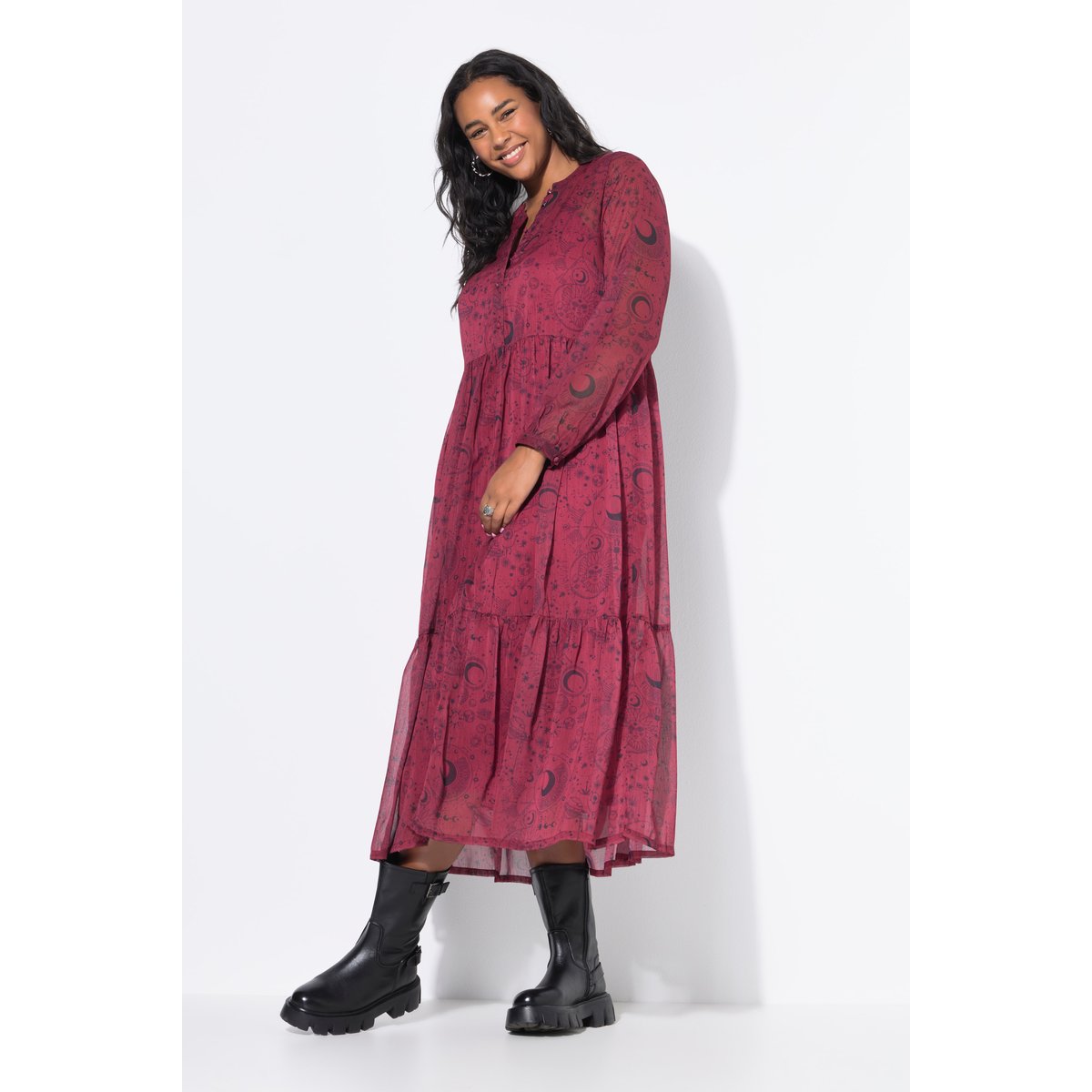 Robe maxi coupe trapèze rouge vin, STUDIO UNTOLD