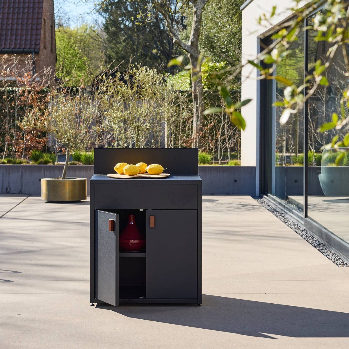 Module de cuisine extérieure acier 2 portes L80cm THIRA noir, SWEEEK
