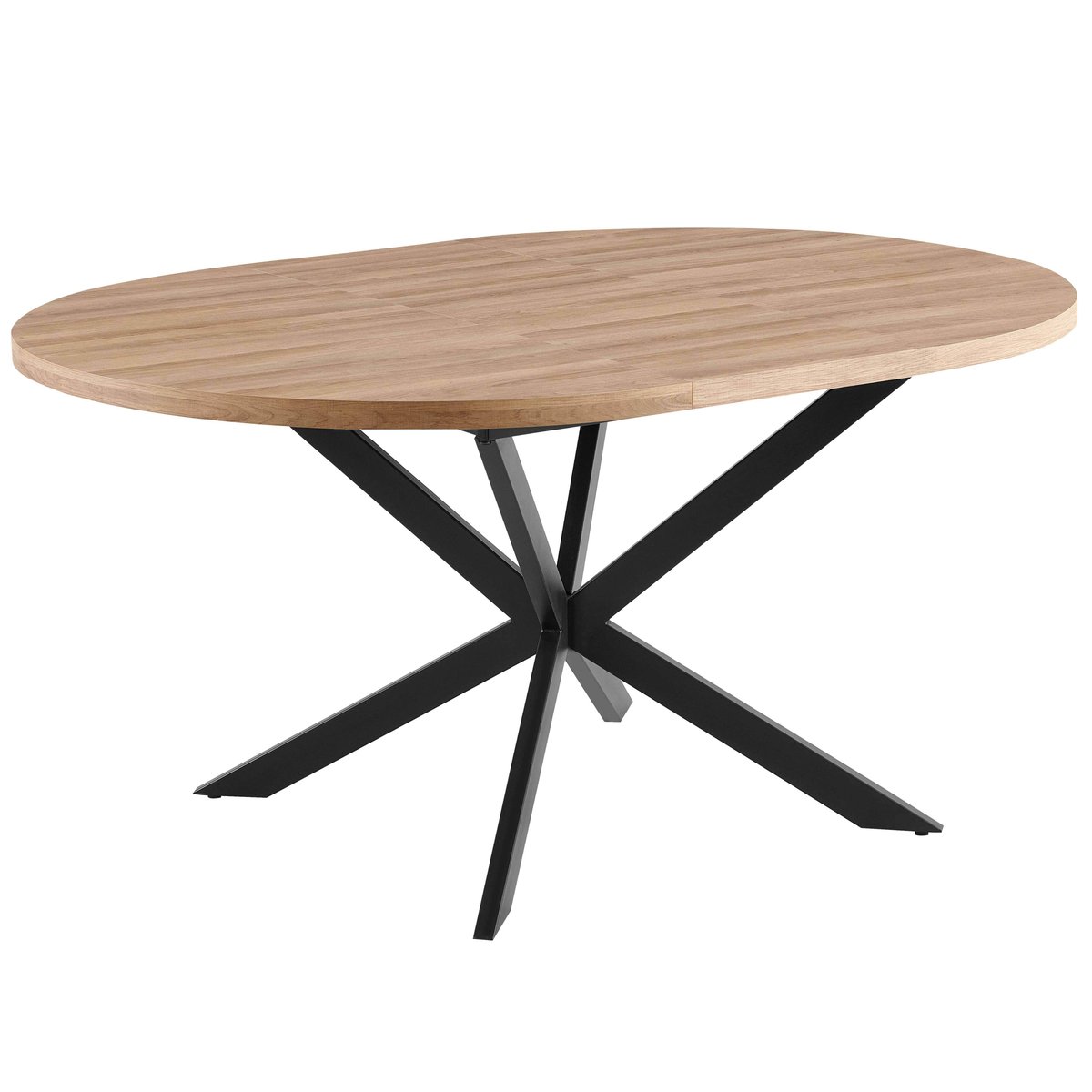 Table à manger extensible ronde en métal et effet bois 6 à 8 personnes, MARCIA beige, OVIALA
