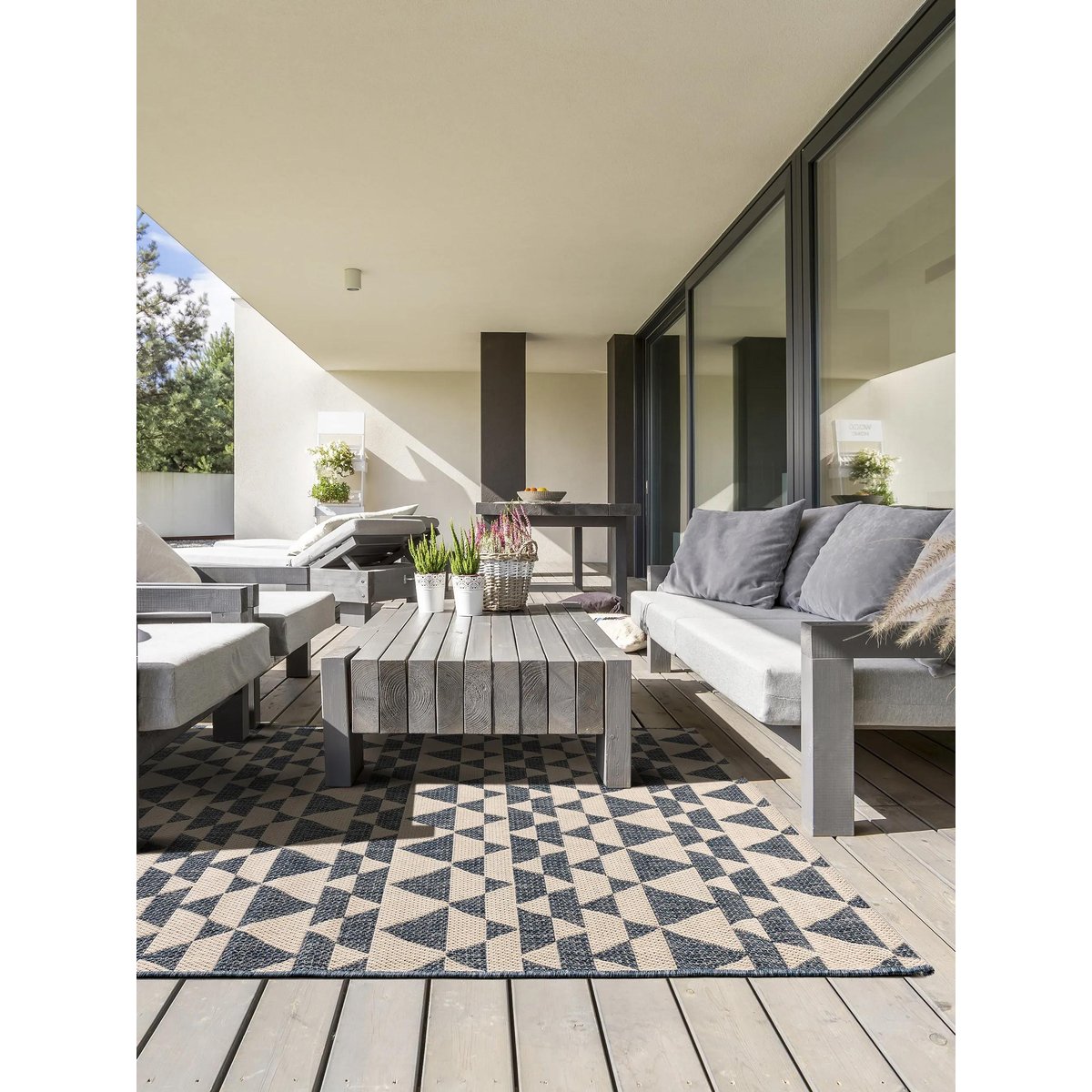 Tapis d'extérieur & intérieur RIVER beige/bleu, BENUTA 