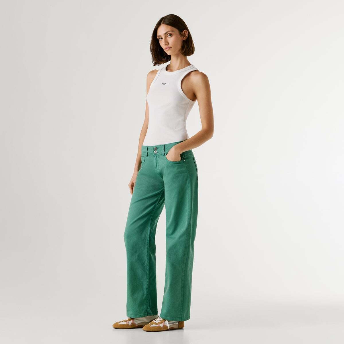 Pantalon 5 Poches En Sergé vert hydro, PEPE JEANS