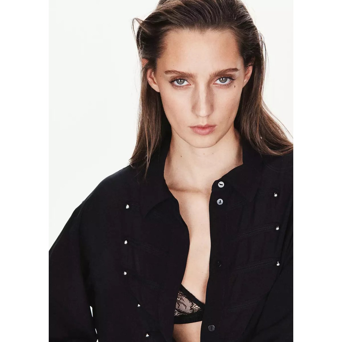 Blouse droite avec brandebourgs décoratifs noir, MANGO