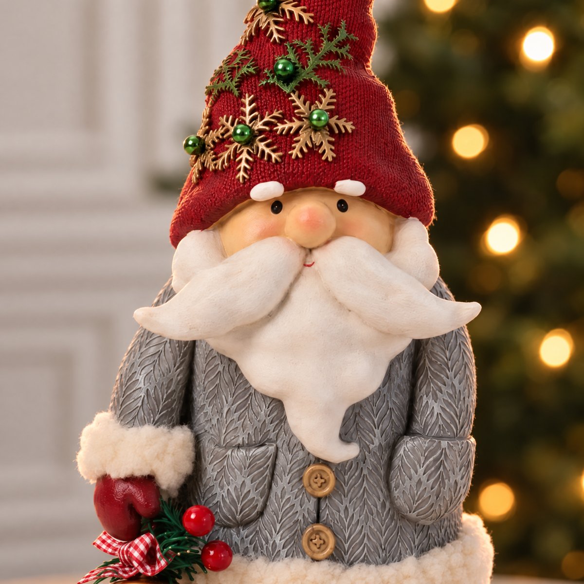 Figurine père Noël à la cloche décorative artificielle H30 NOËL rouge, SIA