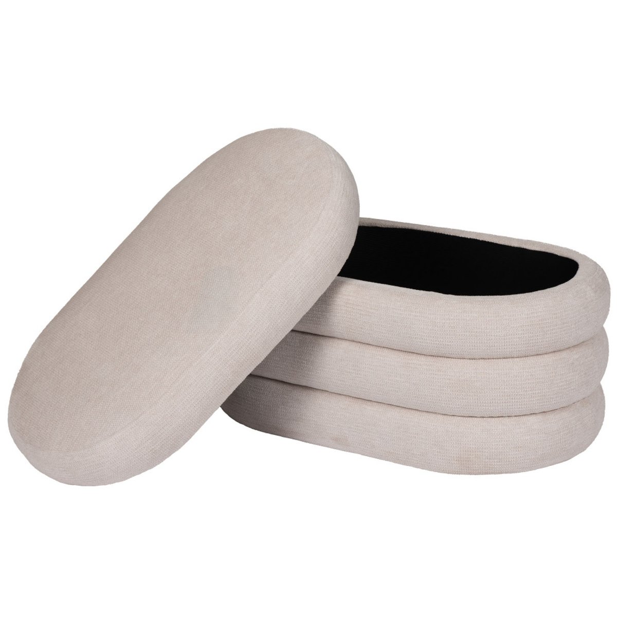 Lot de 2 coffres en tissu beige Bump crème / ivoire, AMADEUS