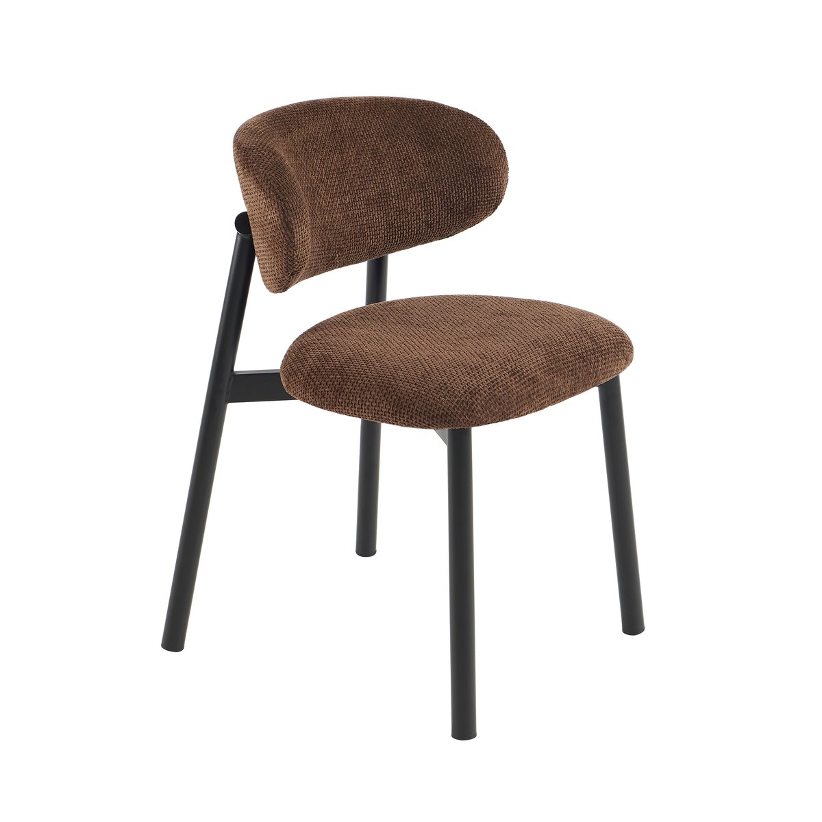 Lot de 4 chaises en tissu et acier CIARA marron, SORELH