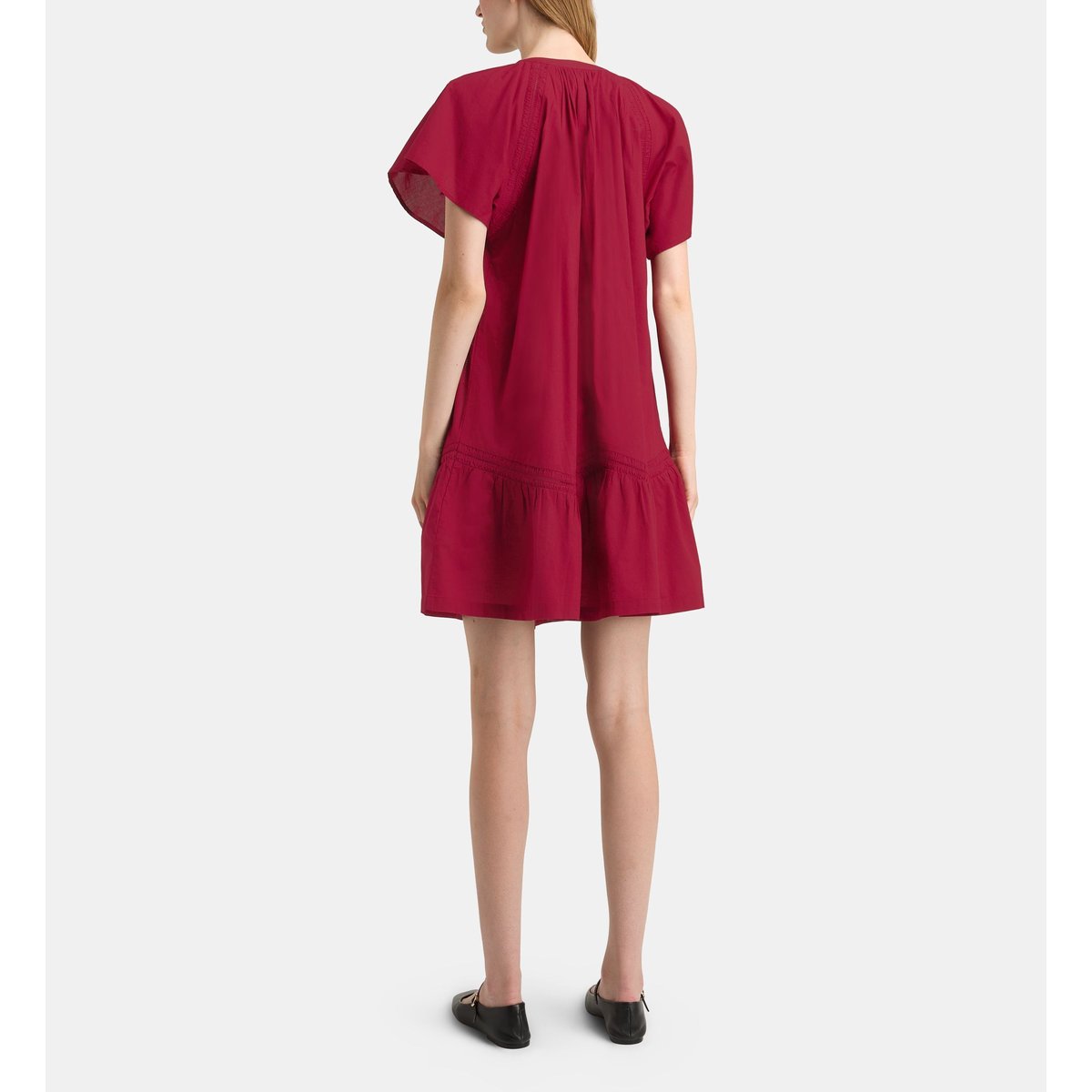 Robe courte fauve ruch coton rouge grenade, GALERIES LAFAYETTE