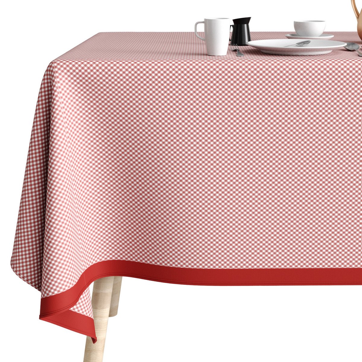 Nappe rectangulaire anti tache Coton Vicha Brique rouge, EDEN