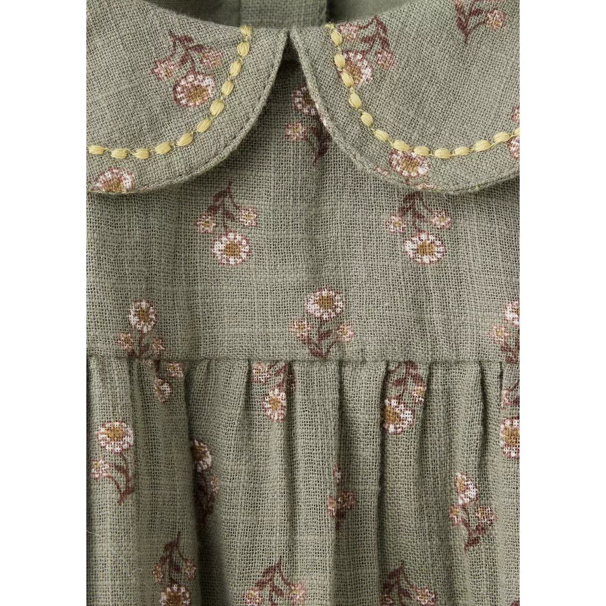 Blouse en coton à fleurs kaki, MANGO BABY