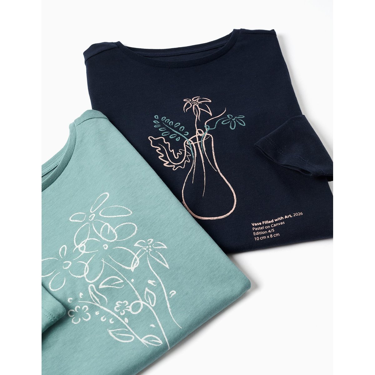 Lot de 2 T-shirts à manches longues avec imprimés de l'art vert clair, ZIPPY