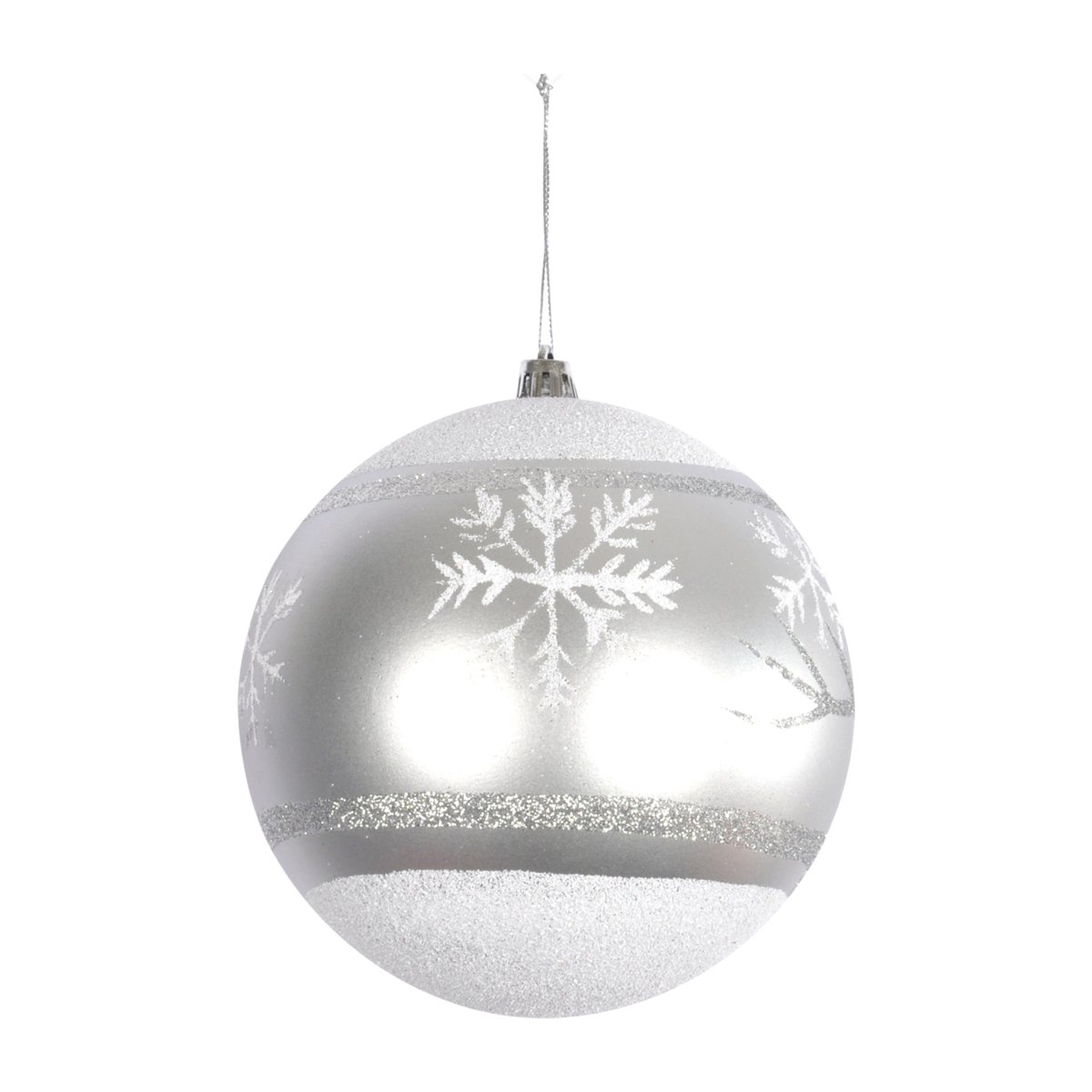 Boule de Noël Argent Décorée de Flocon argent, EDEN