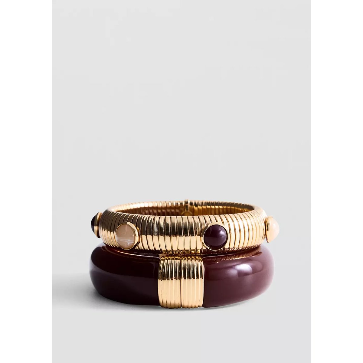 Lot de 2 bracelets au design irrégulier or, MANGO