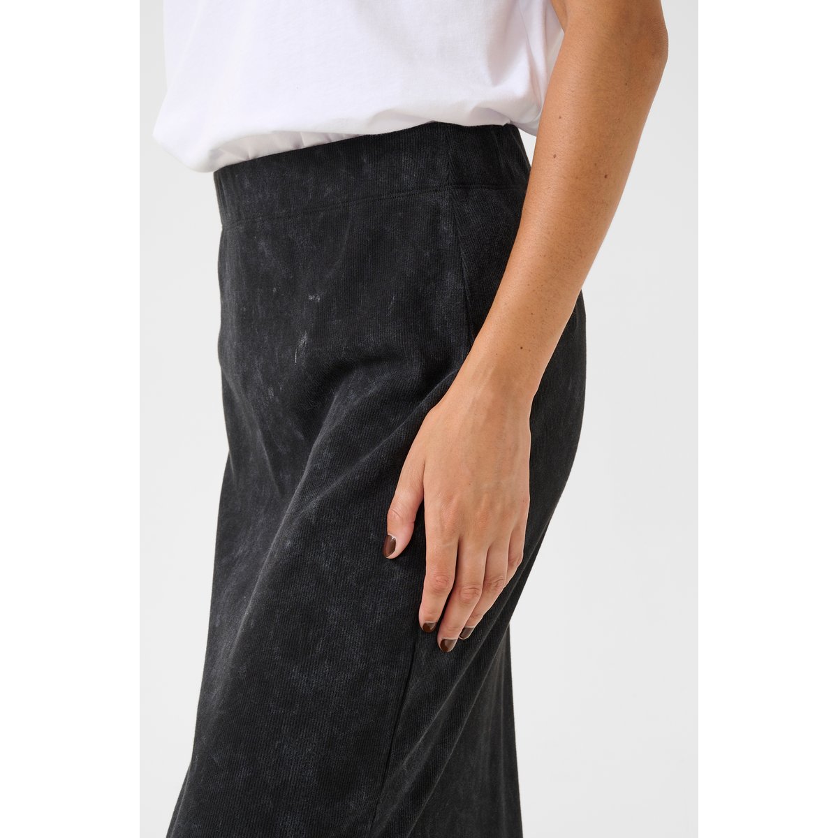 Skirt noir black washed rib, KAFFE