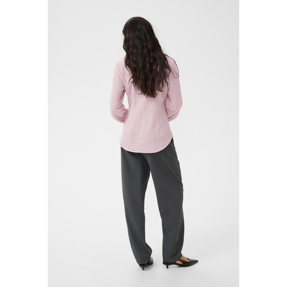 Chemise à manches longues rose light pink check, KAFFE