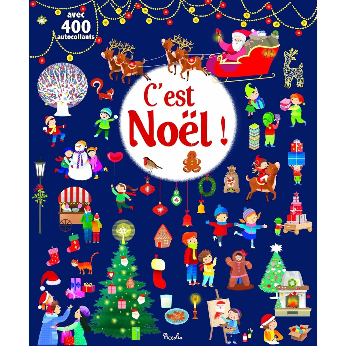 400 autocollants C'est Noël bleu, PICCOLIA EDITIONS