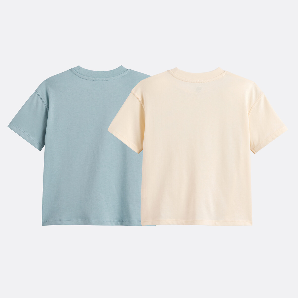 2er-Set T-Shirts mit Rundhalsausschnitt, kurzen Ärmeln, bedruckt ecru + blau, LA REDOUTE COLLECTIONS