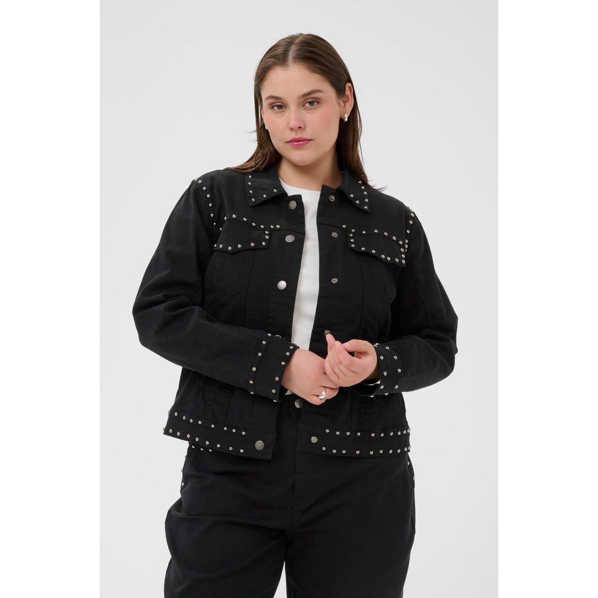 Manteau noir washed black twill, KAFFE CURVE