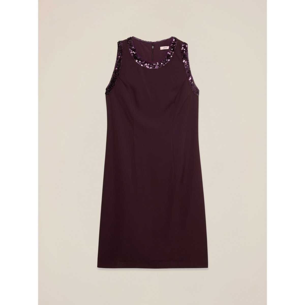 Robe fourreau avec bordures en paillettes burgundy, OLTRE