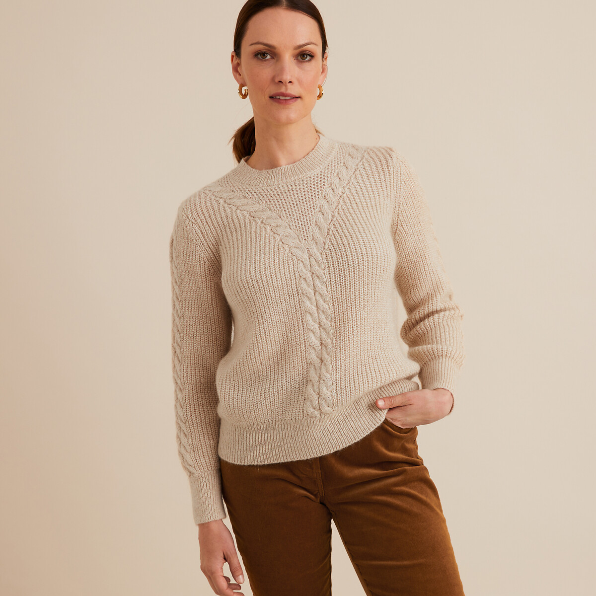 Mohair Mix Jumper with Metallic Thread camel marl, ANNE WEYBURN