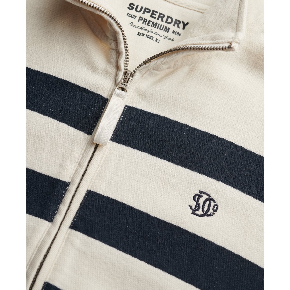 Sweatshirt Demi-Zip Studios Stripe blanc cassé/bleu marine éclipse, SUPERDRY