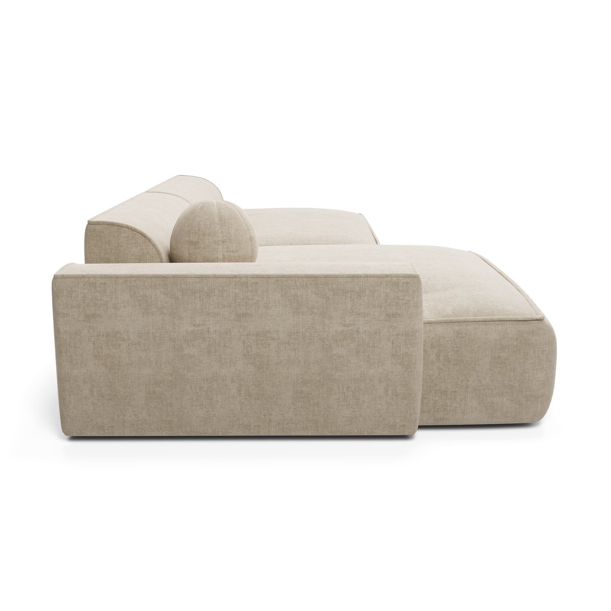 Canapé angle gauche 4 places en velours ANIA crème, SIA HOME