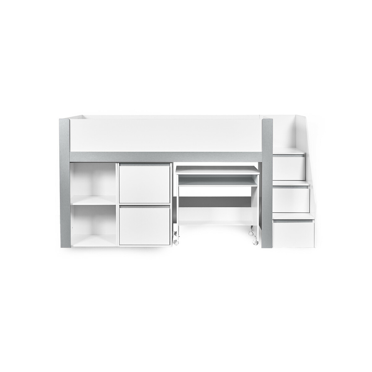 Raya Wood Midsleeper Bed white/silver-coloured, SO'HOME