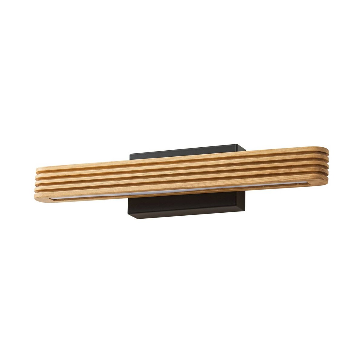 Applique en bois moderneLED, Lieske bois clair, noir, LUCANDE