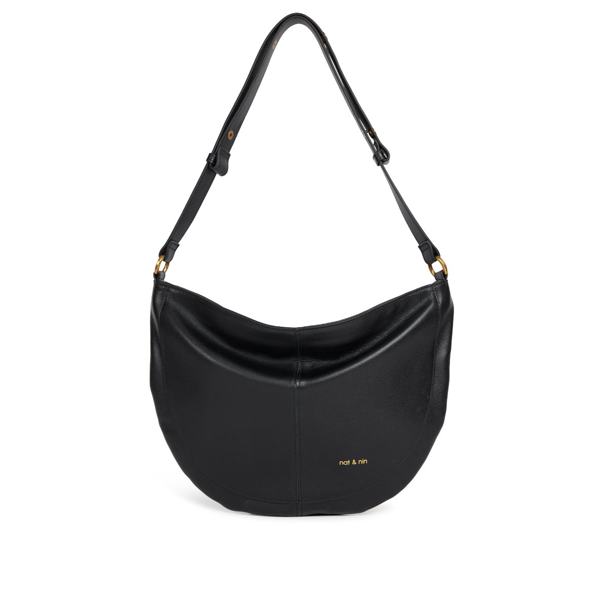 Sac à main en cuir lisse RODEO noir vernis, NAT & NIN