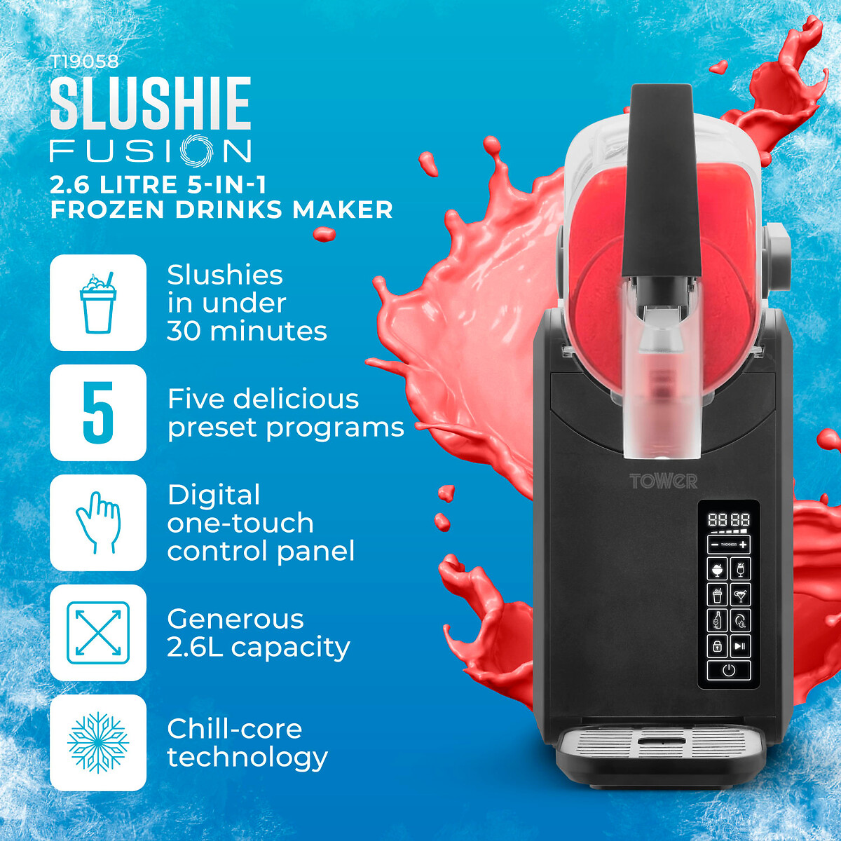2.6L Frozen Drink Slushi Maker Black black, TOWER