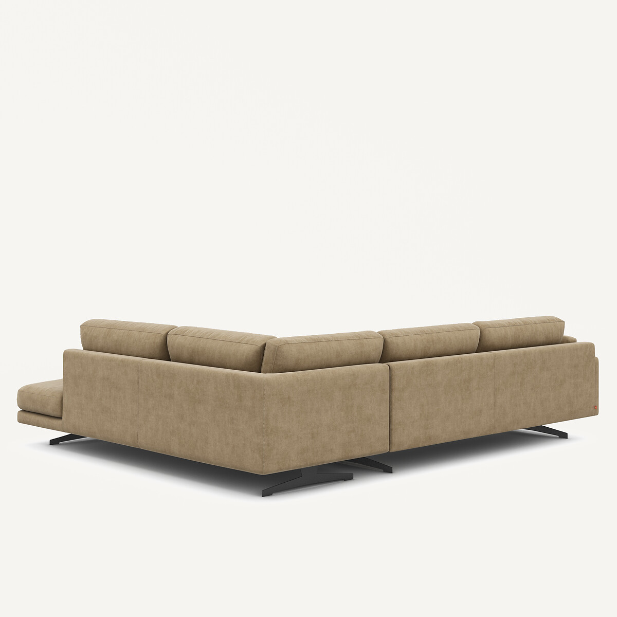 Canapé d'angle en velours stonewashed, CÉSAR gris shiitaké, AM.PM