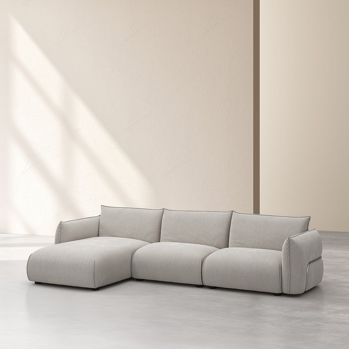 Canapé d'angle gauche en tissu CELESTE gris clair, HABITAT