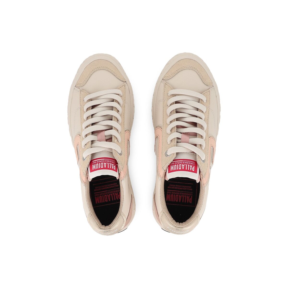 Baskets Basses Palla Ace Lo Mix cuir beige, PALLADIUM