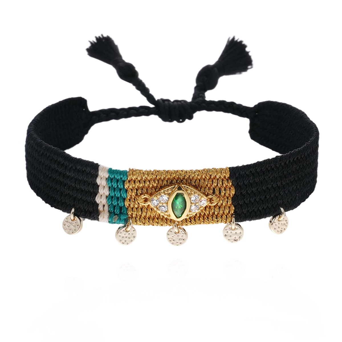 Bracelet réglable coloré avec pampilles CIPRUS noir, HIPANEMA