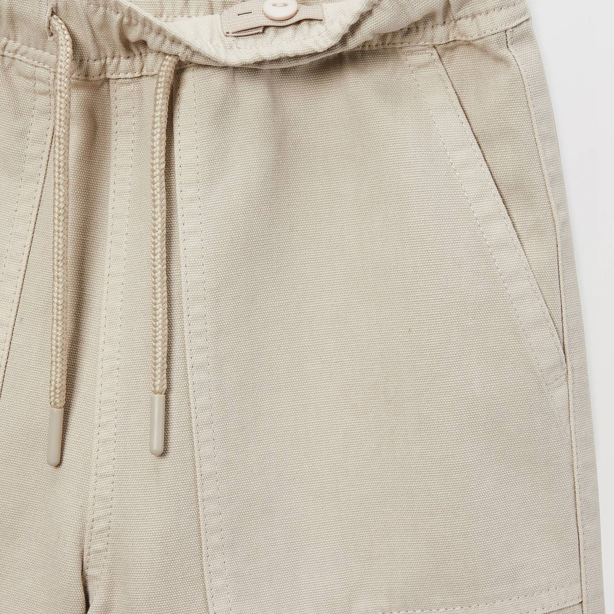 Short surteint uni en coton rocher, MONOPRIX