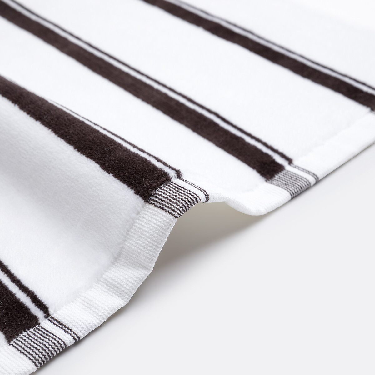 Maxi drap de bain éponge velours, Jila blanc/gris foncé, LA REDOUTE INTERIEURS