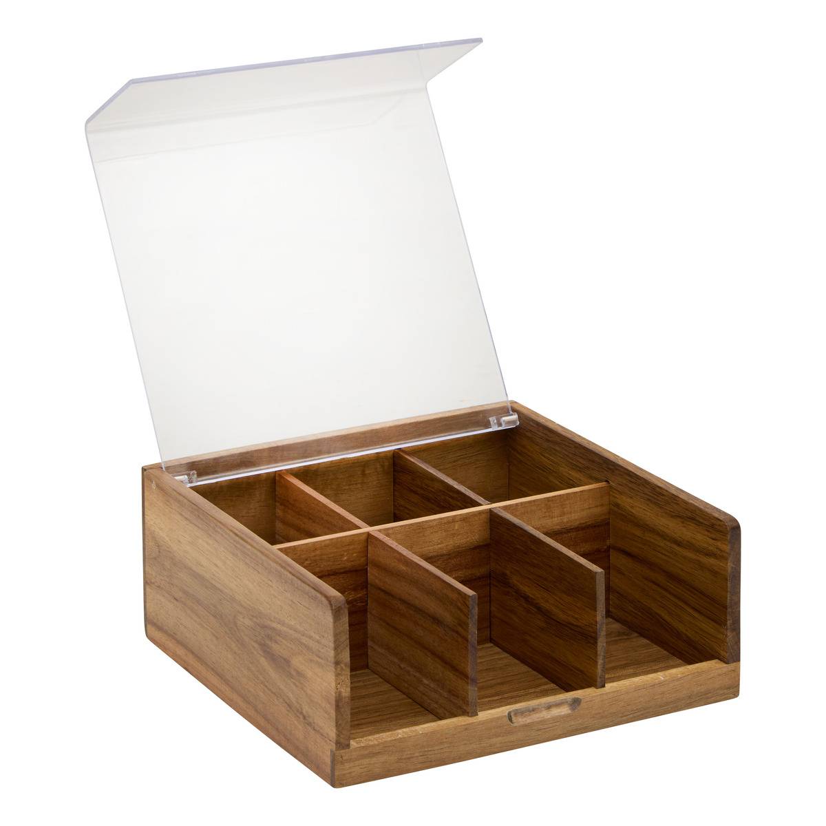 Boîte à thé 6 compartiments en acacia ACACIA marron, 5FIVE SIMPLY SMART