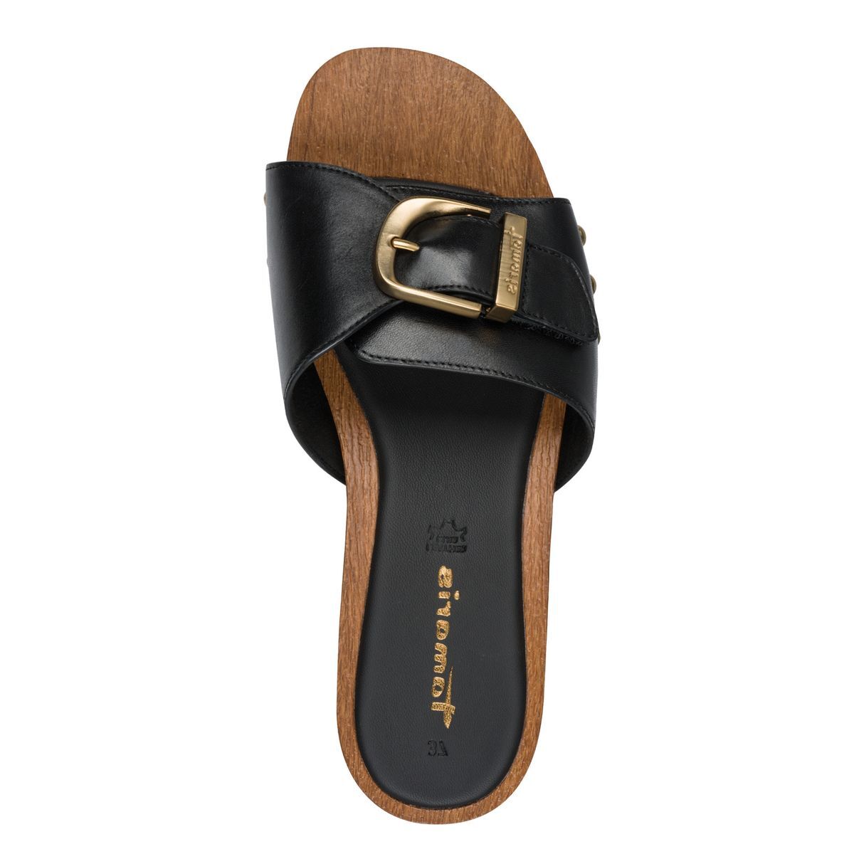 Mule en cuir noir, TAMARIS