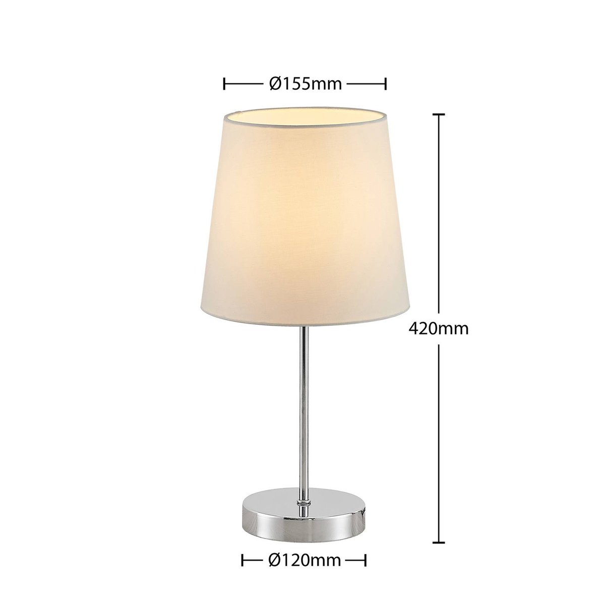 Lampe à poser en métal moderne, Leza chromé, blanc, LINDBY