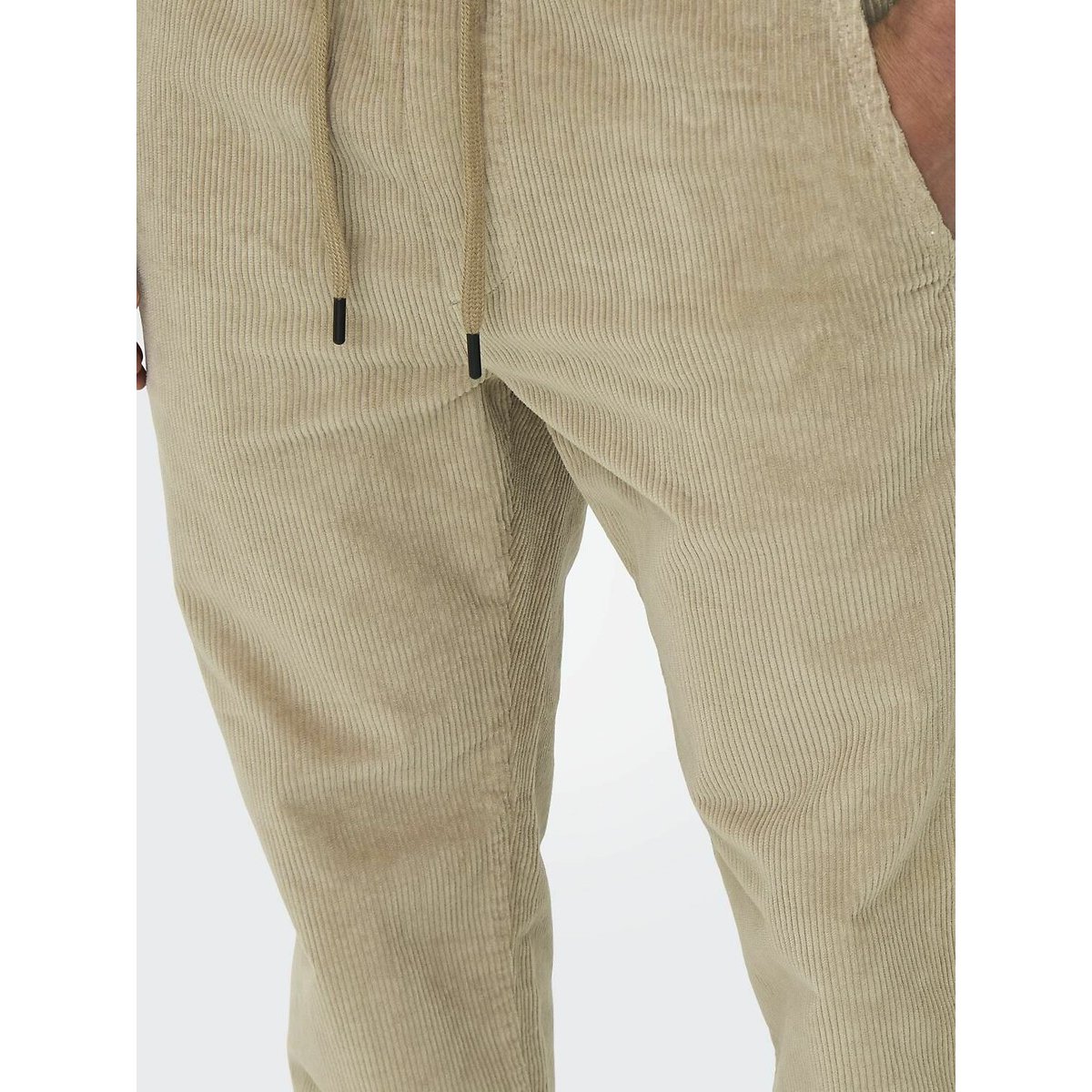 Corduroy Drawstring Trousers beige, ONLY & SONS