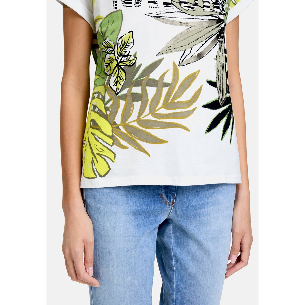 T-shirt à revers au bas des manches white/green, BETTY BARCLAY